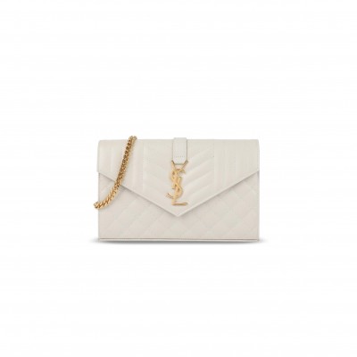 YSL ENVELOPE IN QUILTED GRAIN DE POUDRE EMBOSSED LEATHER 620280BOW919207 (22.5*14*4cm)